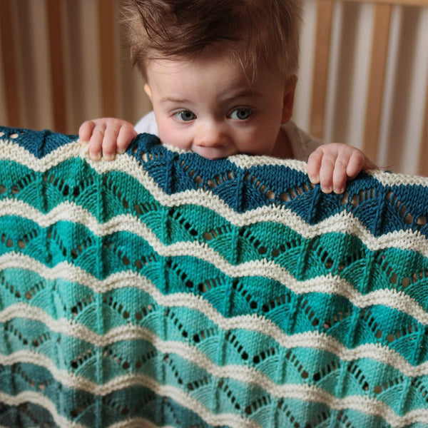 Baby Max pictured with the "sunshine and storm" Bounce blanket.
